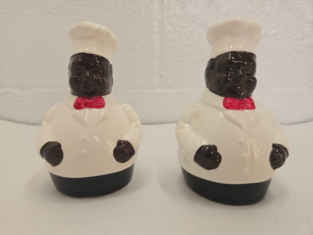 Vintage Marvin Reese Chef Bank Dinner Bell Set 1970s 80s Black Americana Decor